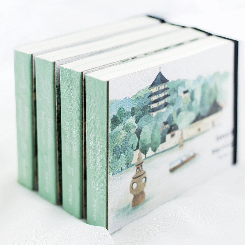 杭州城市印象手笔记本账本 A5笔记本礼盒套装西湖插画旅游纪念本