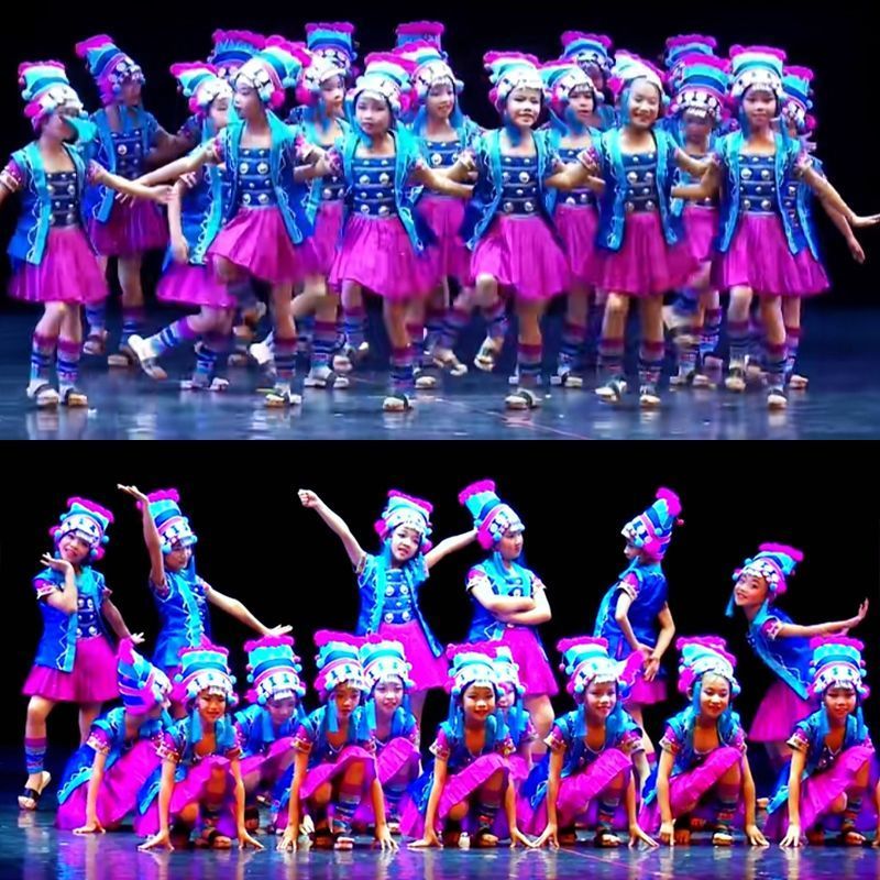 儿童踏踏乐剧目表演服瑶族文化六一校园少儿民族演出民间舞蹈服饰