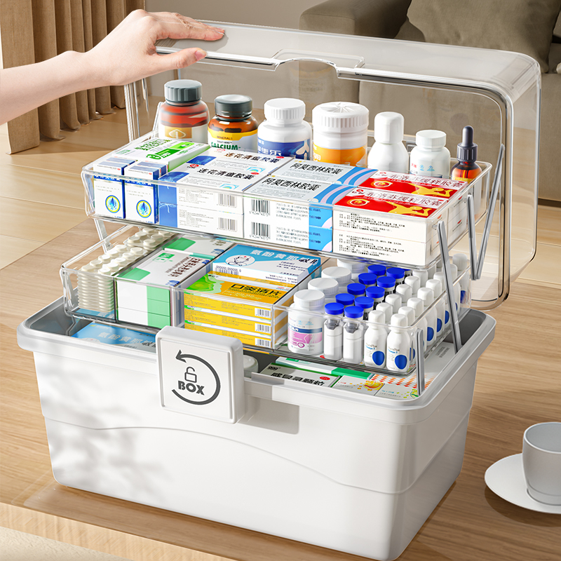 日本家用药箱家庭装药物收纳盒特大容量医药箱多层儿童药品小药盒