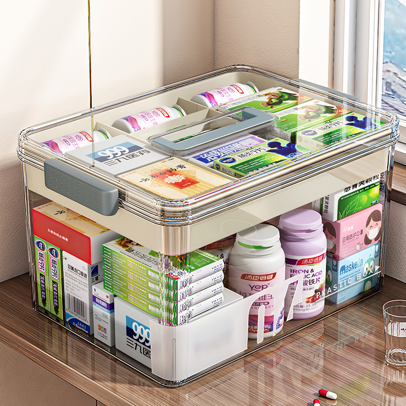 日本家用医药箱家庭装药物收纳盒多层大容量药品收纳箱儿童小药盒