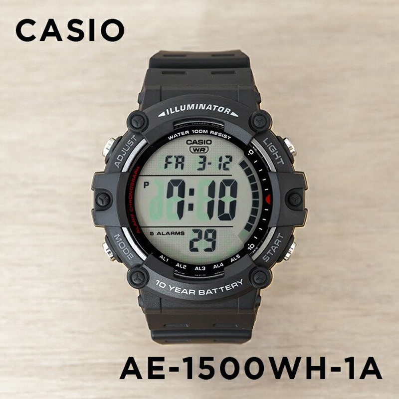 卡西欧手表男CASIO AE-1500WH-1A 新款圆盘多功能防水学生电子表