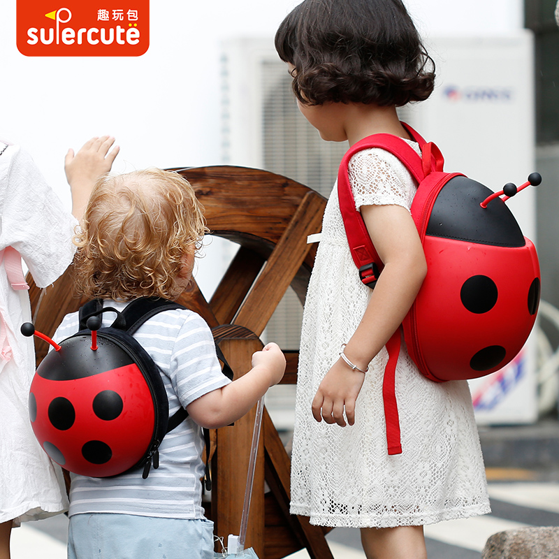 supercute幼儿园书包男童女孩防走失儿童宝宝瓢虫可爱出游小背包