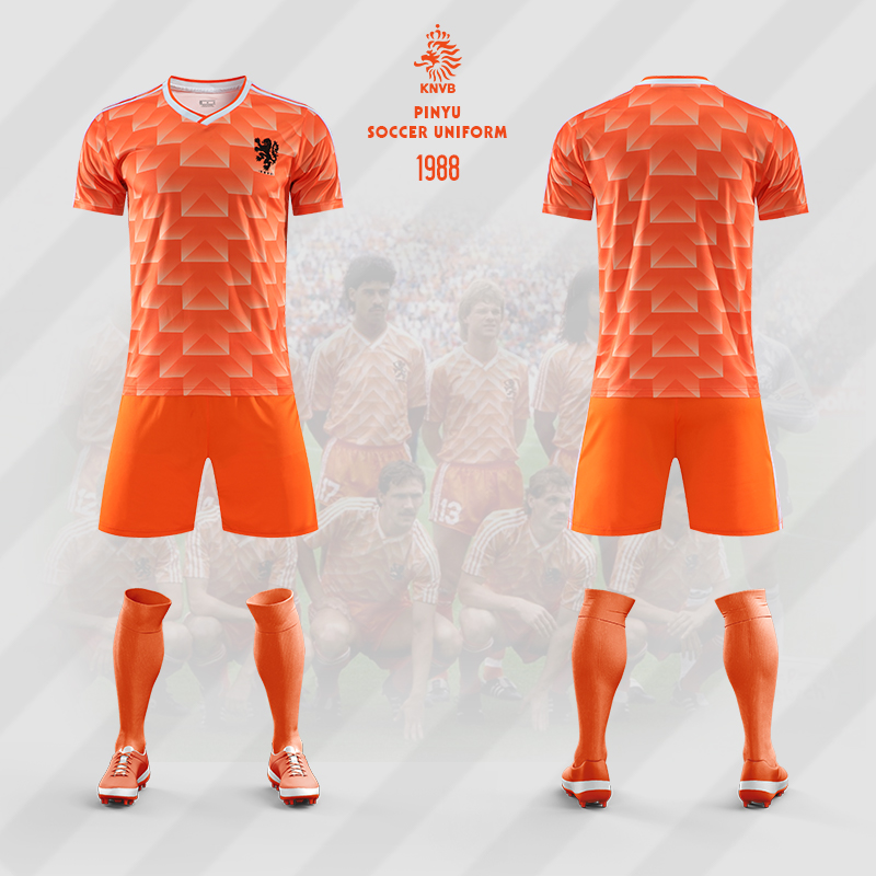 1988荷兰队复古球衣定制足球服套装男女儿童比赛运动训练队服印字