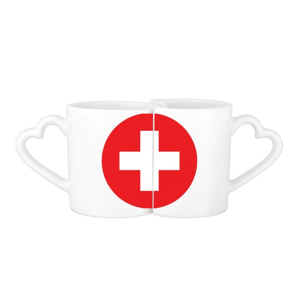 瑞士国旗欧洲国家圆形情侣马克水杯陶瓷杯子个性咖啡杯创意牛奶杯