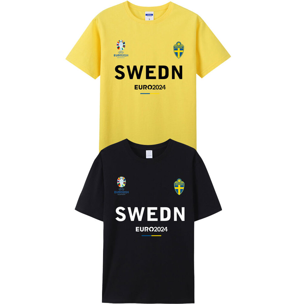 2024欧洲杯瑞典队国家队短袖T恤男足球迷服运动伊萨克库卢伊兰加