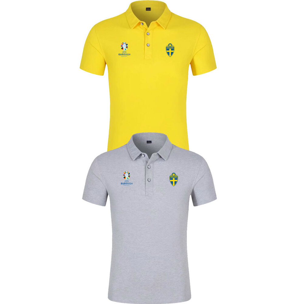 2024瑞典队国家队欧洲杯polo短袖T恤男足球运动伊萨克库卢伊兰加