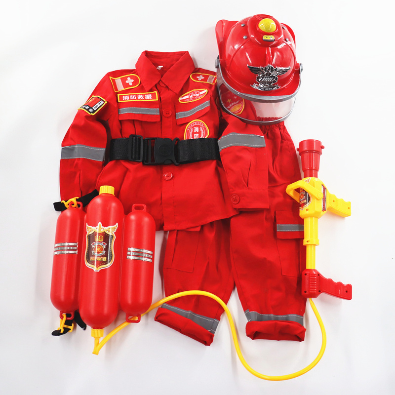 儿童消防员服装万圣节角色职业体验装消防玩具小孩体能训练救援服