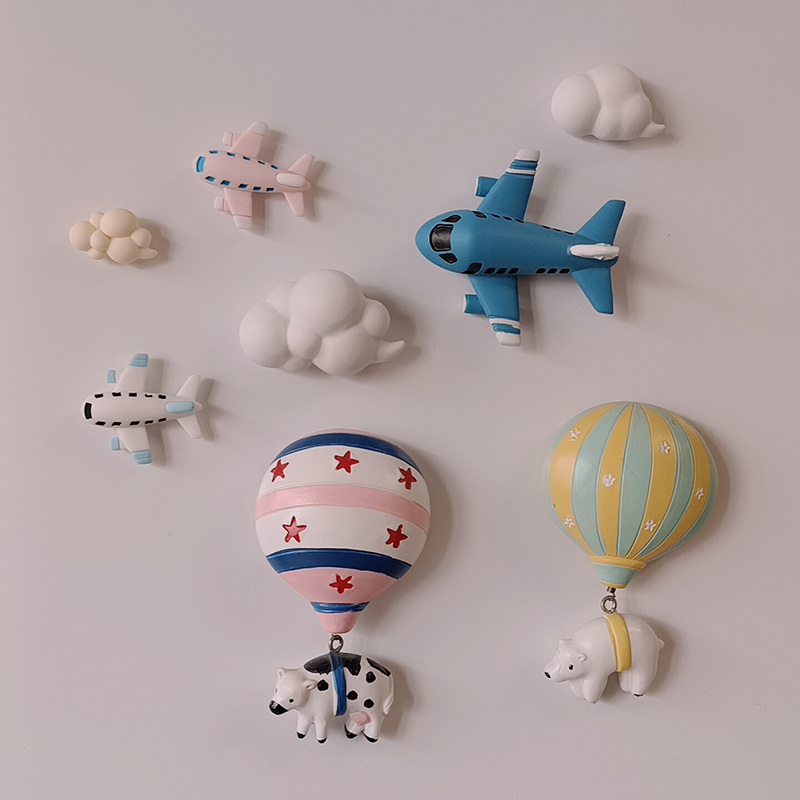 创意3D立体飞机热气球云朵冰箱贴磁贴 冰箱装饰吸铁石留言磁铁贴