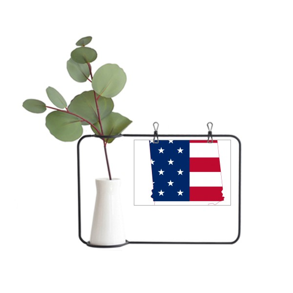 伊利诺伊州美国地图星条旗美国国旗金属相框陶瓷花瓶装饰