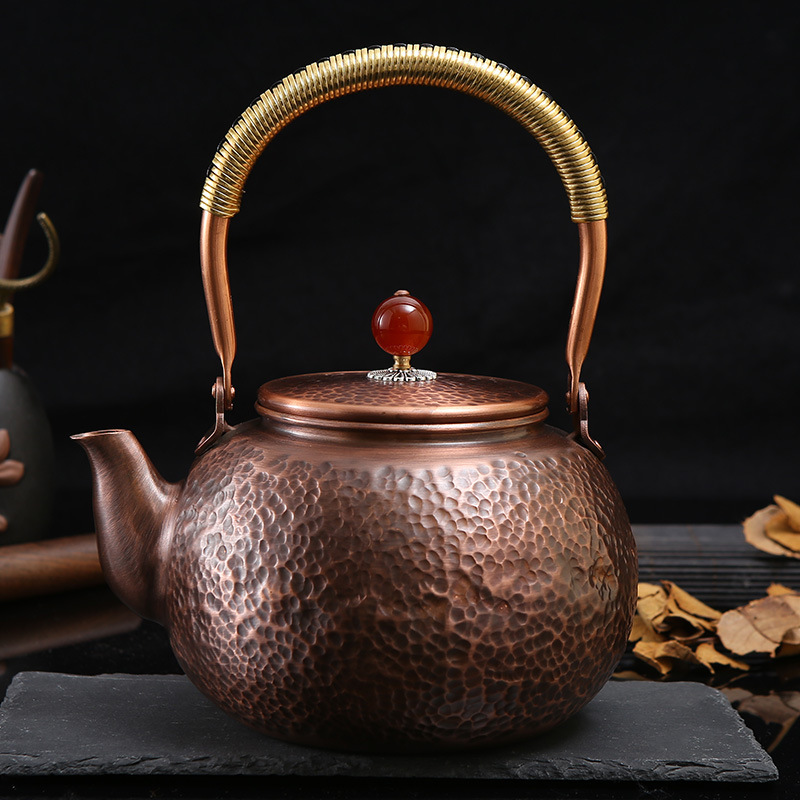 1.5升手工锤纹铜壶大容量加厚家用泡茶壶煮茶壶纯紫铜中式烧水壶