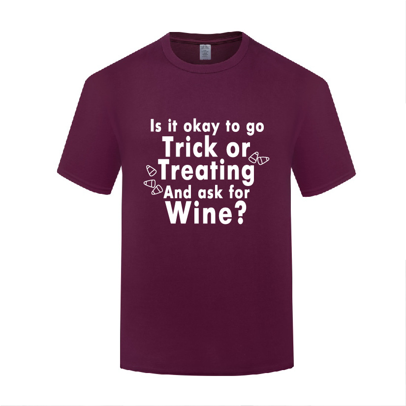万圣节喝酒T恤男 Ask for Wine When You're Trick Or Treating