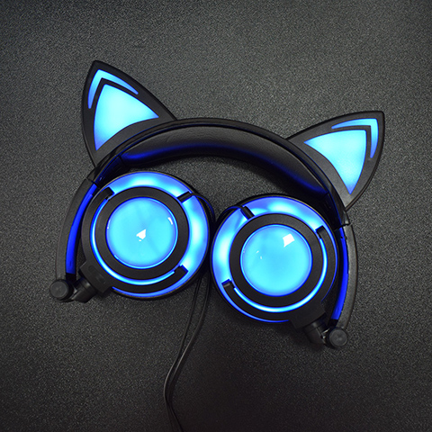 蓝牙头戴式猫耳朵耳机带麦有线发光可爱游戏动漫女主播耳麦二次元