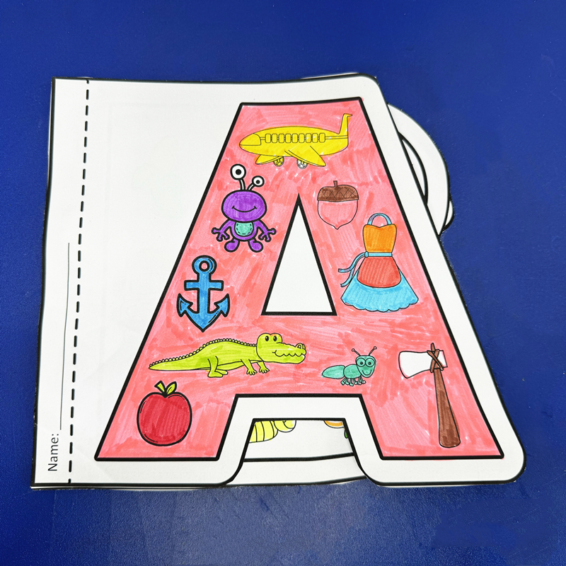 26个英文字母剪纸涂色本幼儿园启蒙手工自然拼读diy教具A-Z作业纸