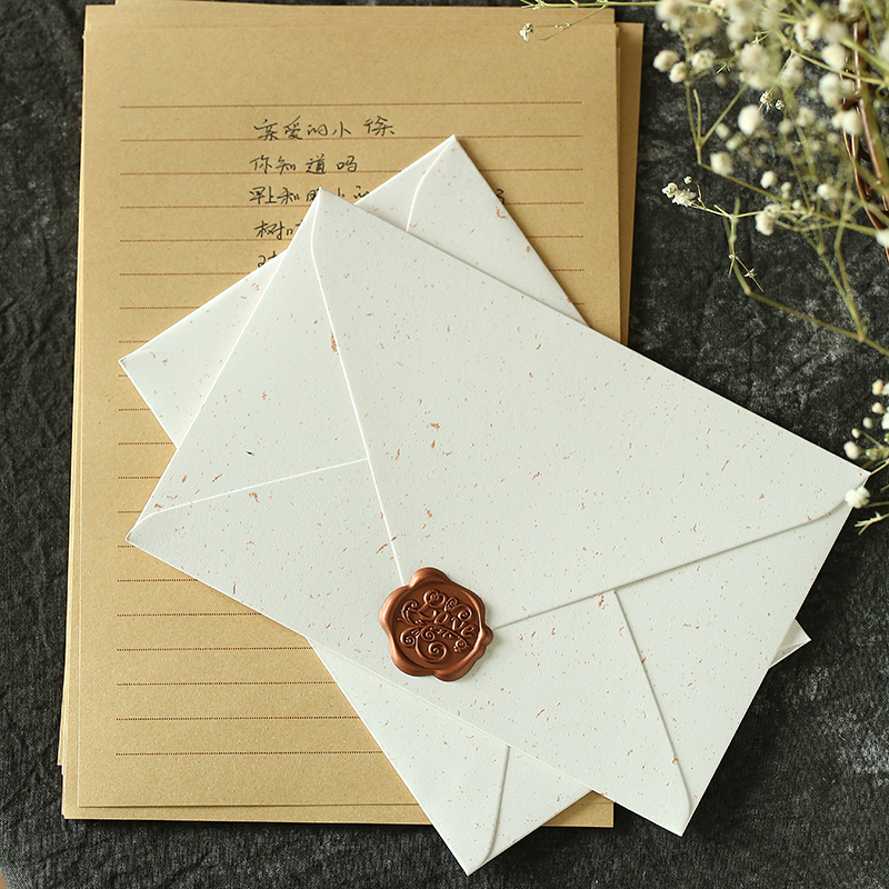 艺术感信封信纸套装高级白色浪漫简约可爱砂点小众情书送男友女友