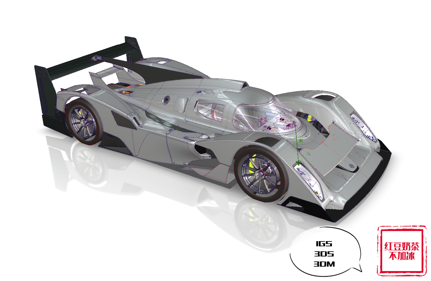 奔驰292混合动力赛车图纸模型3D三维建模方程式勒芒房车跑车