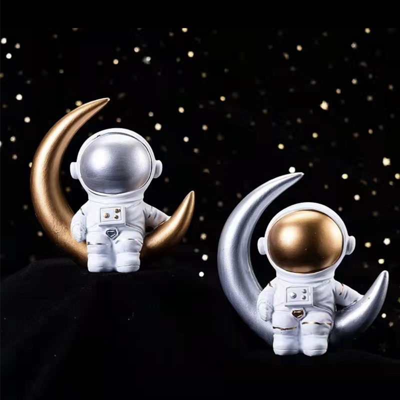太空宇航员蛋糕摆件儿童银河系宇宙飞碟装饰黑白星球飞船周岁插牌