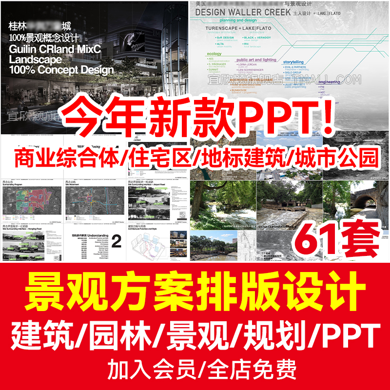 主题商业综合体方案汇报示范区住宅区景观排版设计PPT文本模板