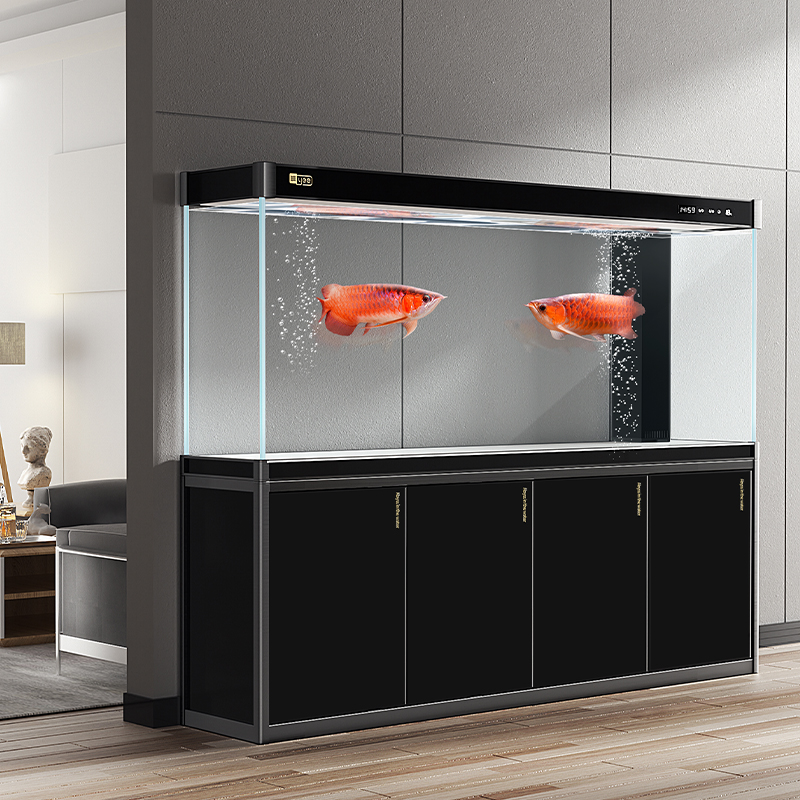 yee鱼缸客厅底滤生态鱼缸高清玻璃办公室中大型龙鱼缸