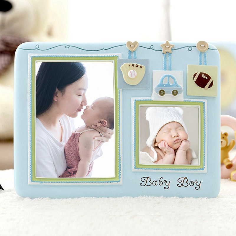 儿童相框摆台6寸婴儿照片框 创意画框组合双孔宝宝相架免费冲洗照