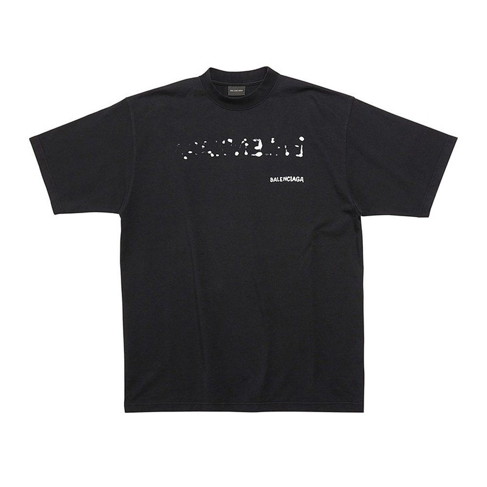 Balenciaga/巴黎世家 男士黑色棉质标志印花宽松T恤