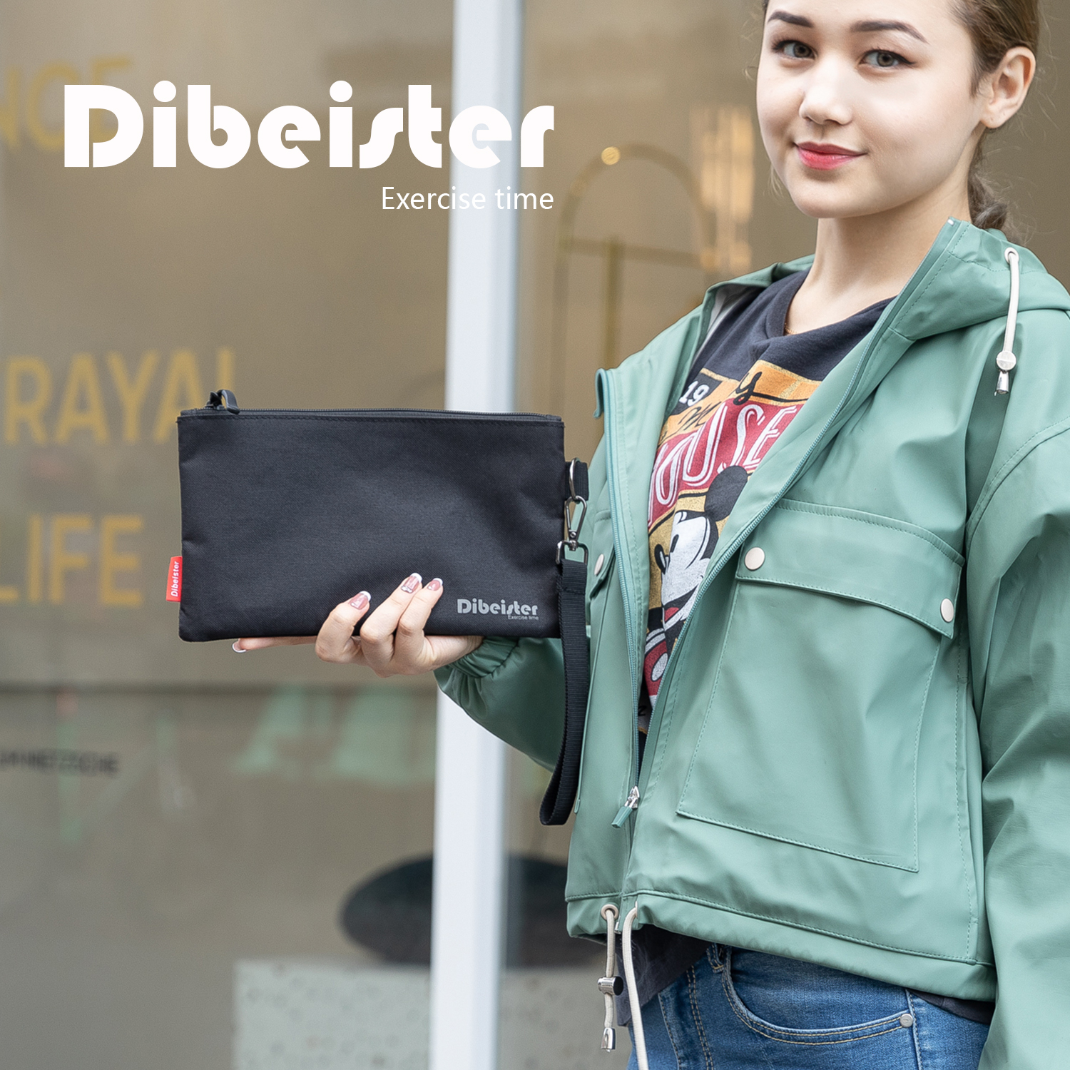Dibeister户外运动便携轻便收纳袋手机包手拿零钱包手腕包散步包
