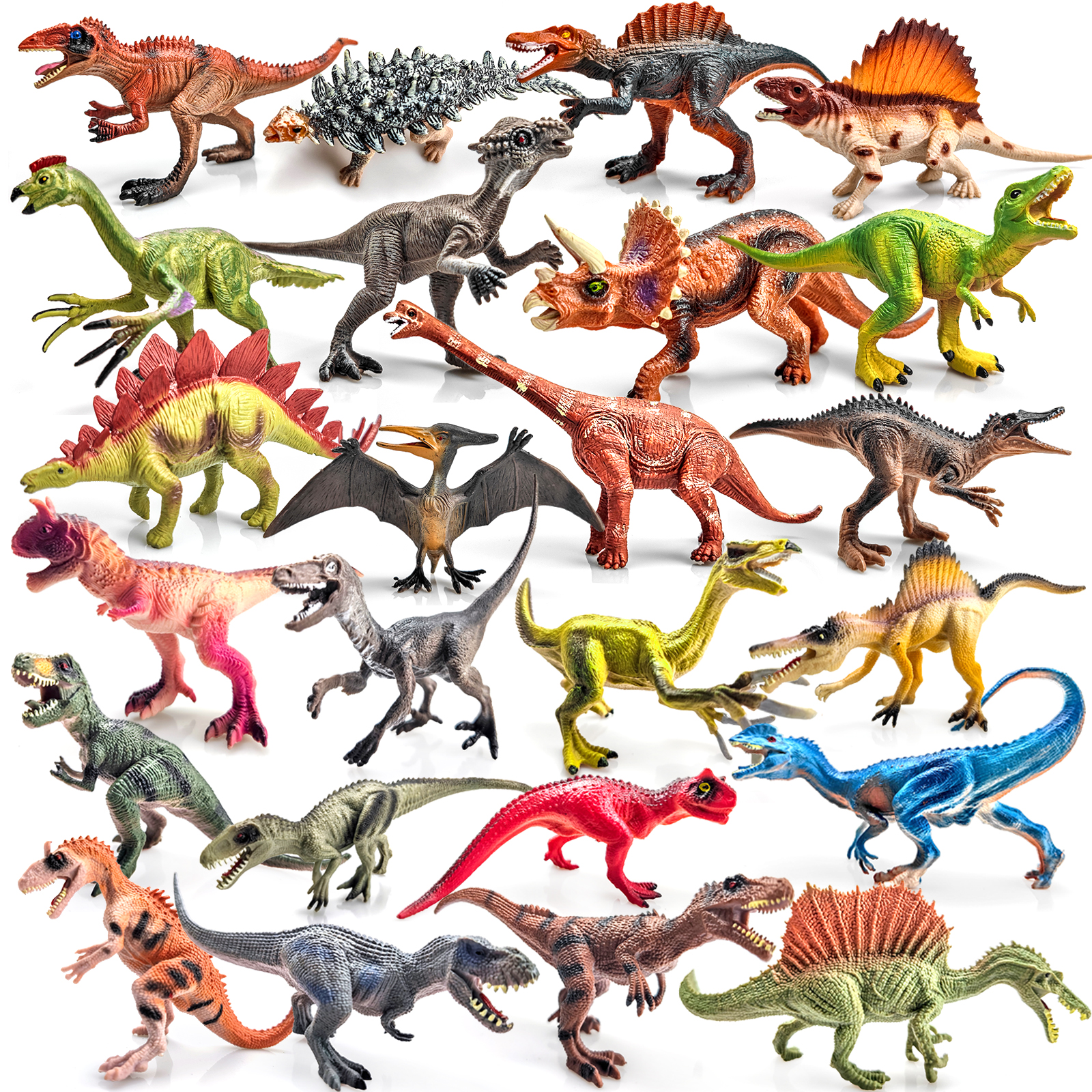 仿真实心恐龙模型套装 霸王龙巨兽龙棘龙肿头龙牛龙动物 恐龙玩具