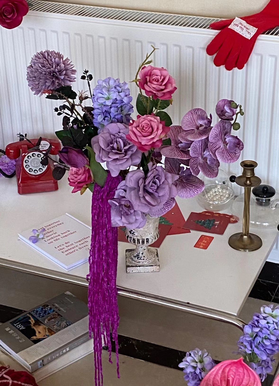 高质感原创搭配湿感高仿真花假花紫色花束装饰桌面摆饰mimiflower