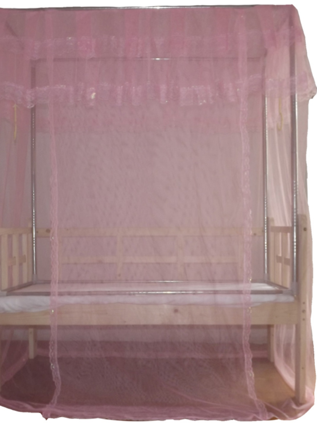 蚊帐儿童床小床不锈钢单开门不打孔简单手工安装全框支架加高婴儿
