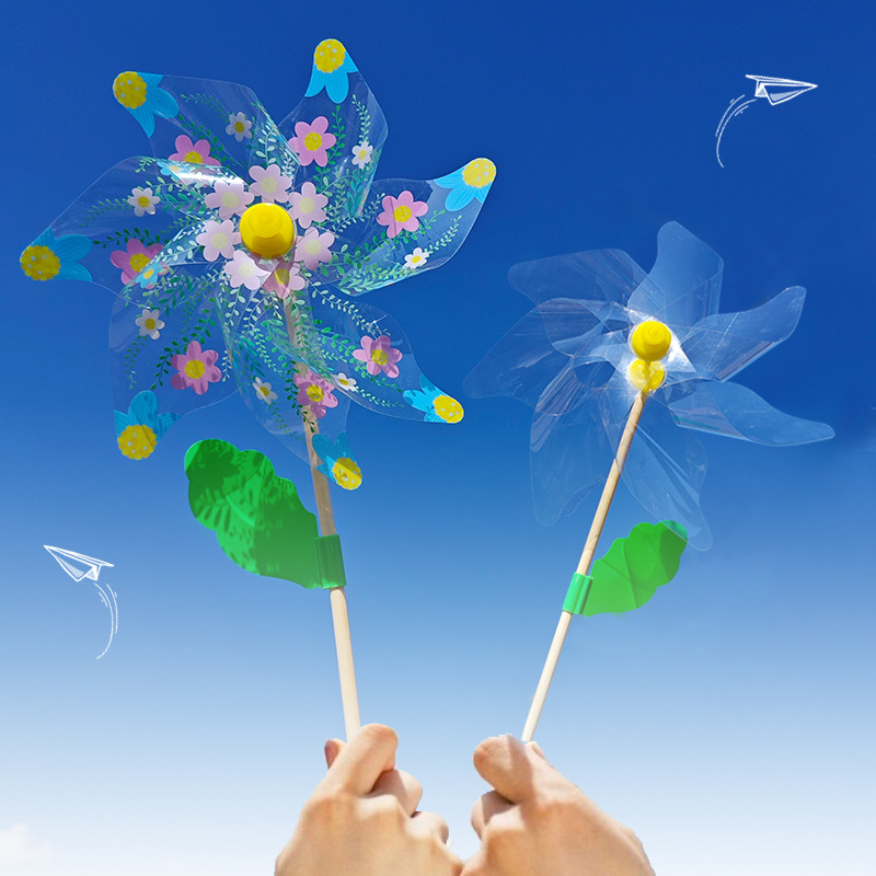 户外春游儿童手工diy透明涂鸦风车材料包幼儿园创意美术绘画玩具