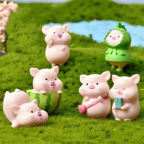 可爱猪饰品卡通动物猪挎包西瓜睡觉小猪蛋糕微景观摆件手办盲盒