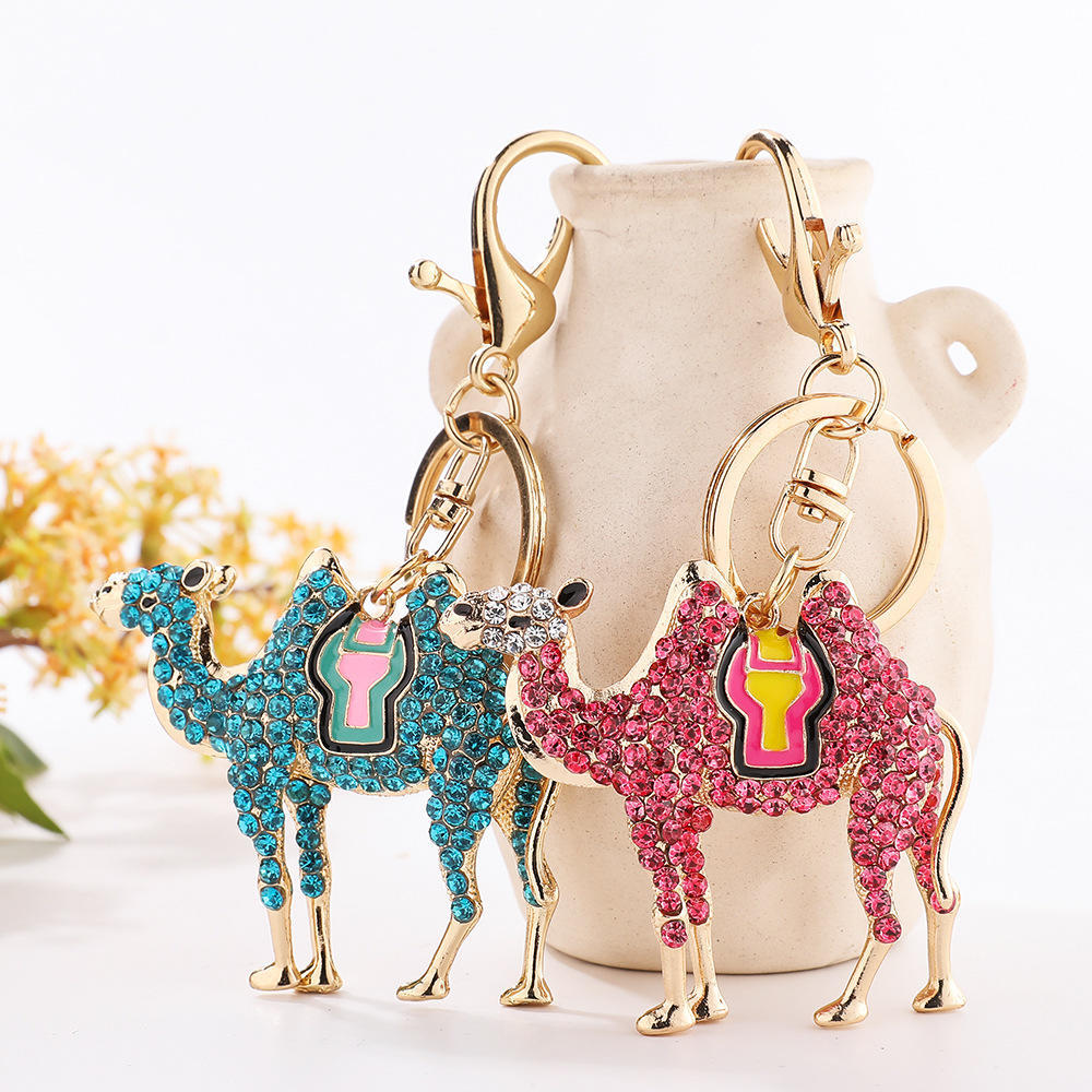 汽车钥匙链挂件礼品镶钻创意可爱动物卡通帝九子合金钥匙扣骆驼