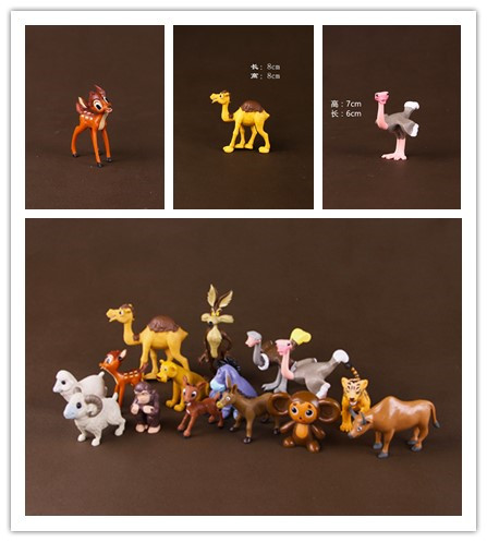 可爱卡通 森林野生动物老虎驴羊骆驼鸵鸟猴子猩猩玩具模型摆件