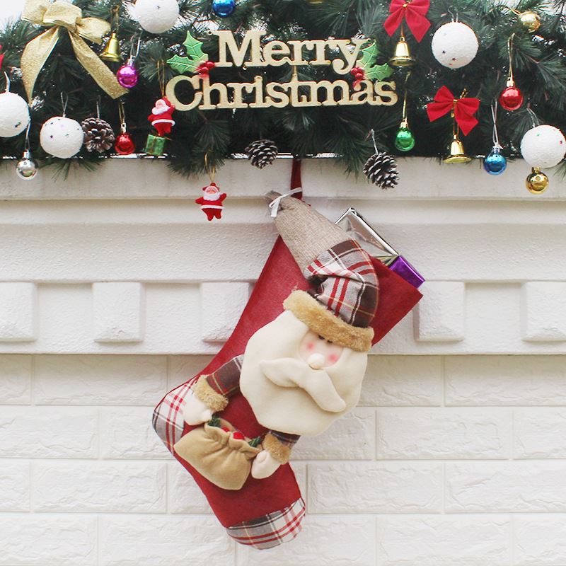 圣诞装饰品 圣诞老人雪人袜 高档圣诞立体袜 圣诞礼品袋