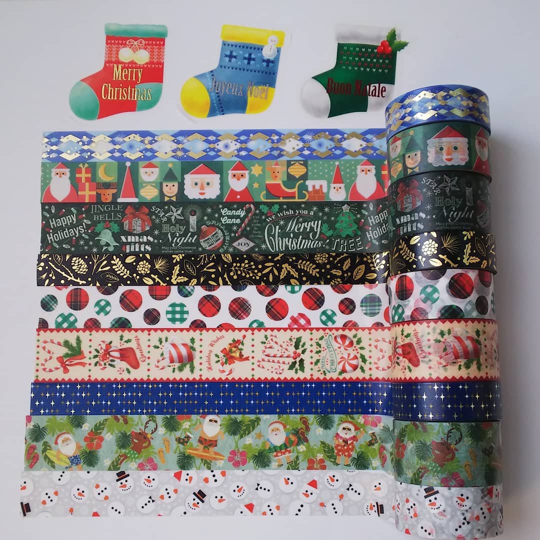 现货丨日本MT2020圣诞节款限量和纸胶带雪人格纹砖石圣诞老人整卷
