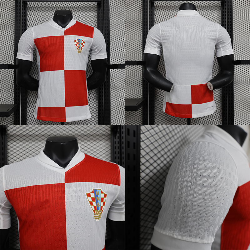 克罗地亚主场球员版足球服球衣2024-25Croatia home jersey shirt
