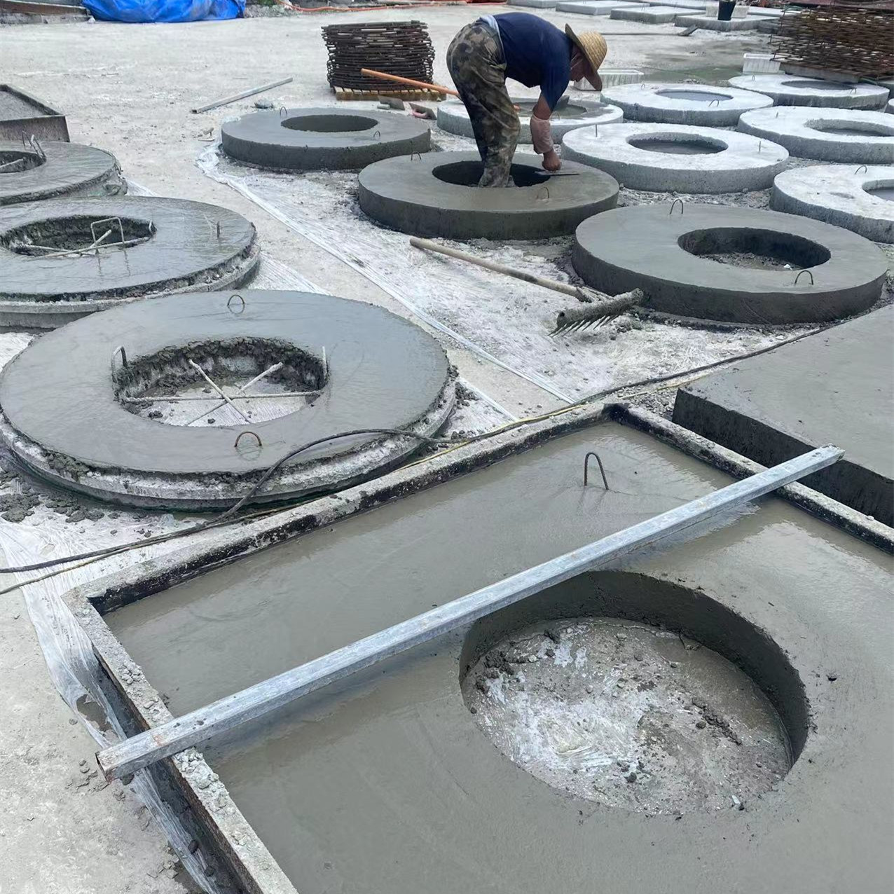 混凝土检查井收口盖板砼水泥上覆盖板井圈钢筋预制成品偏心盖板