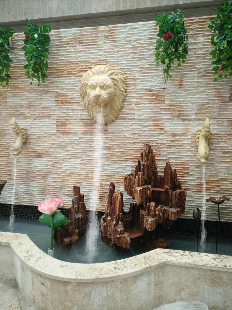 砂岩浮雕喷泉喷水池外墙庭院景观壁挂喷泉兽头狮子头景观喷口促销