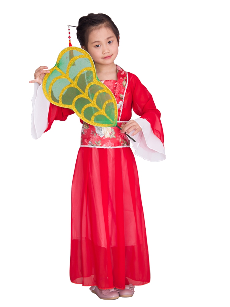 铁扇公主演出服芭蕉扇六一儿童古装仙女服西游记红色仙女装公主裙