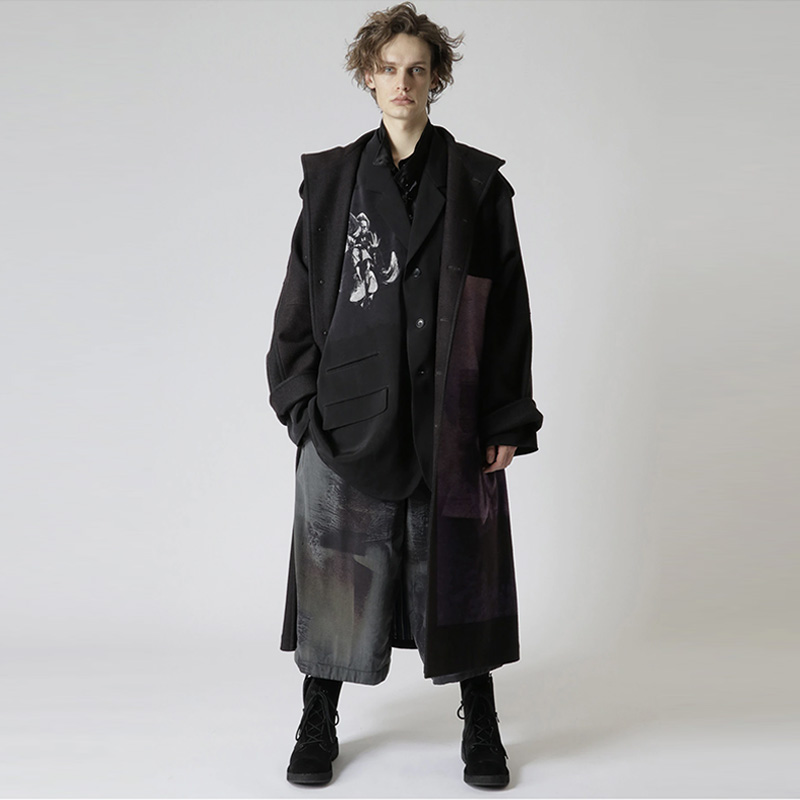 YOJI OOAK 原创设计贝克辛斯基肖像外套羊毛混纺大衣秀款日系小众