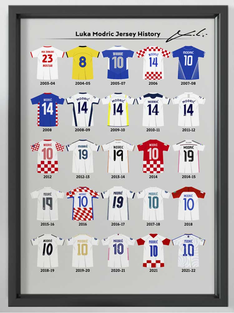 欧洲杯球迷礼物莫德里奇生涯球衣相框 皇马克罗地亚魔笛足球装饰
