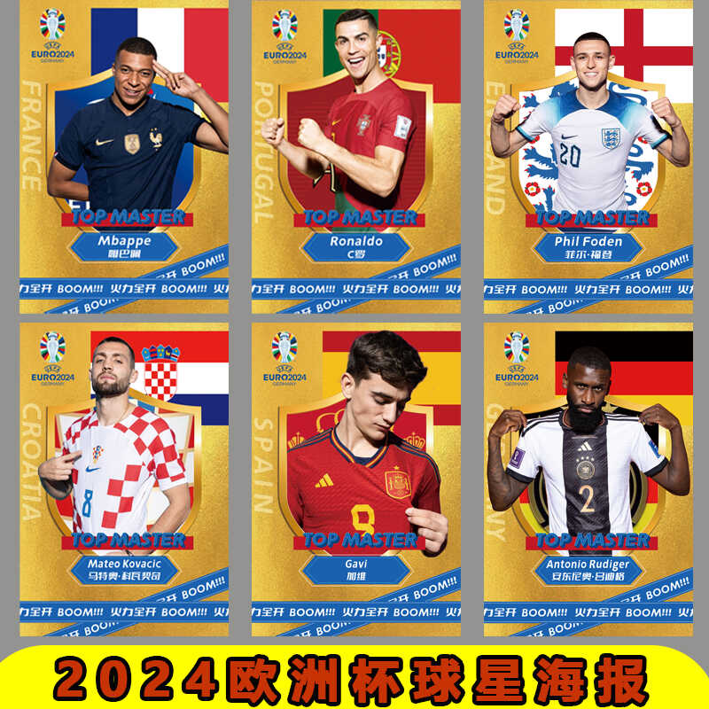 2024欧洲杯足球装饰图足球球星海报 C罗莫德里奇宿舍挂画图地贴
