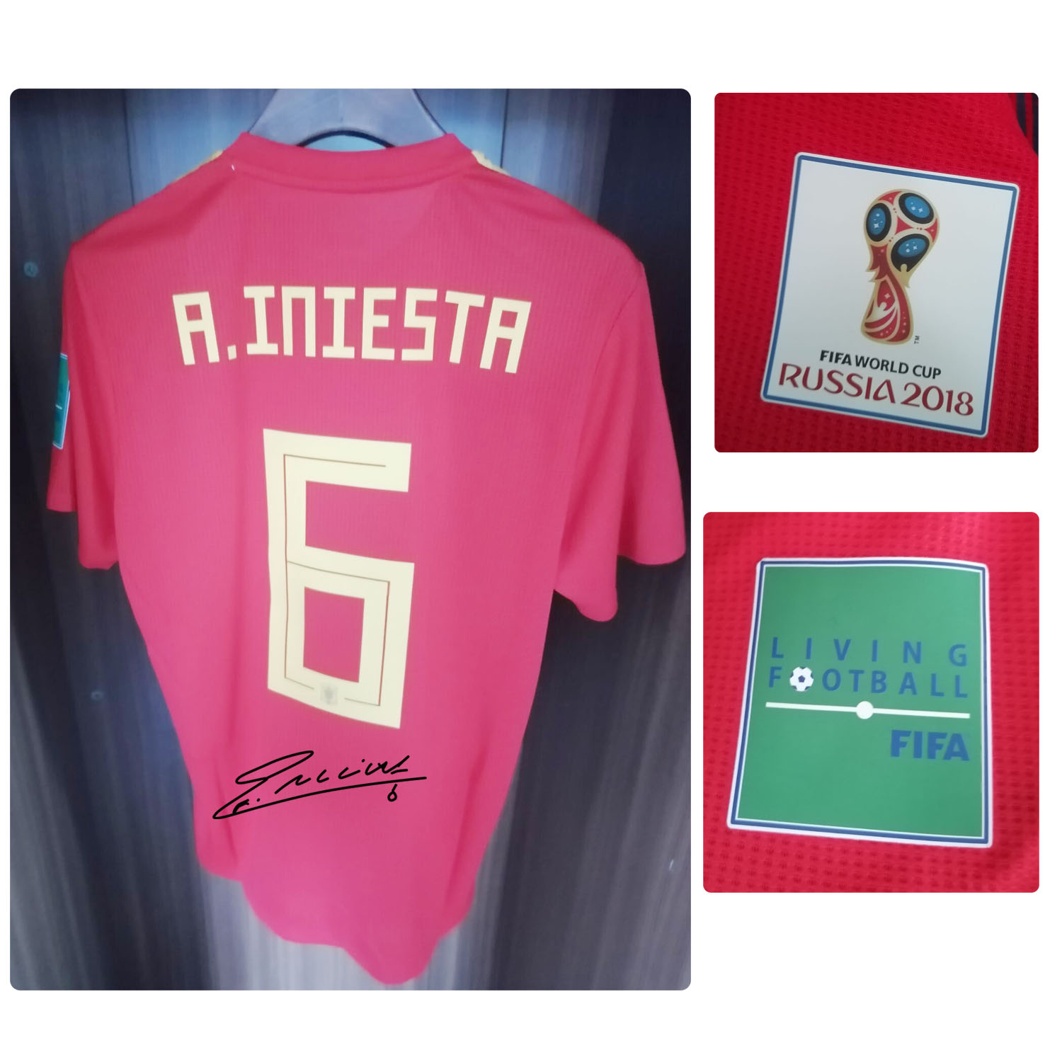 2018世界杯6号伊涅斯塔签名球衣签字印签球员版短袖足球服