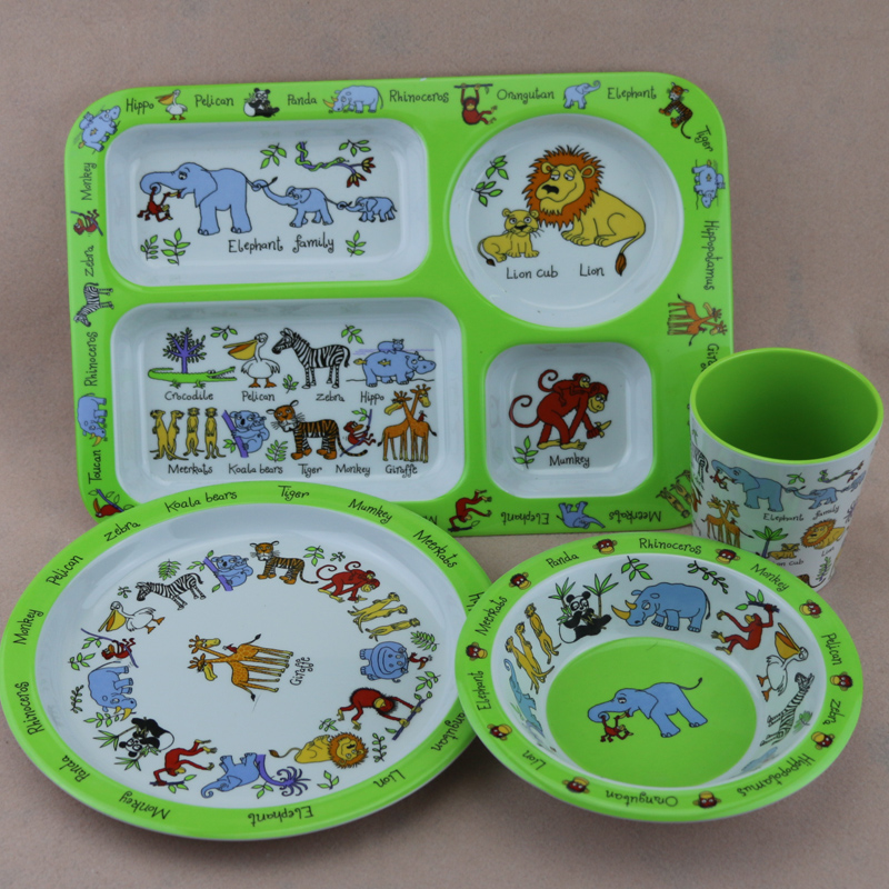 宝宝卡通认知餐具 出口英国 森林动物餐盘 果盘 饭碗 杯子 套系列