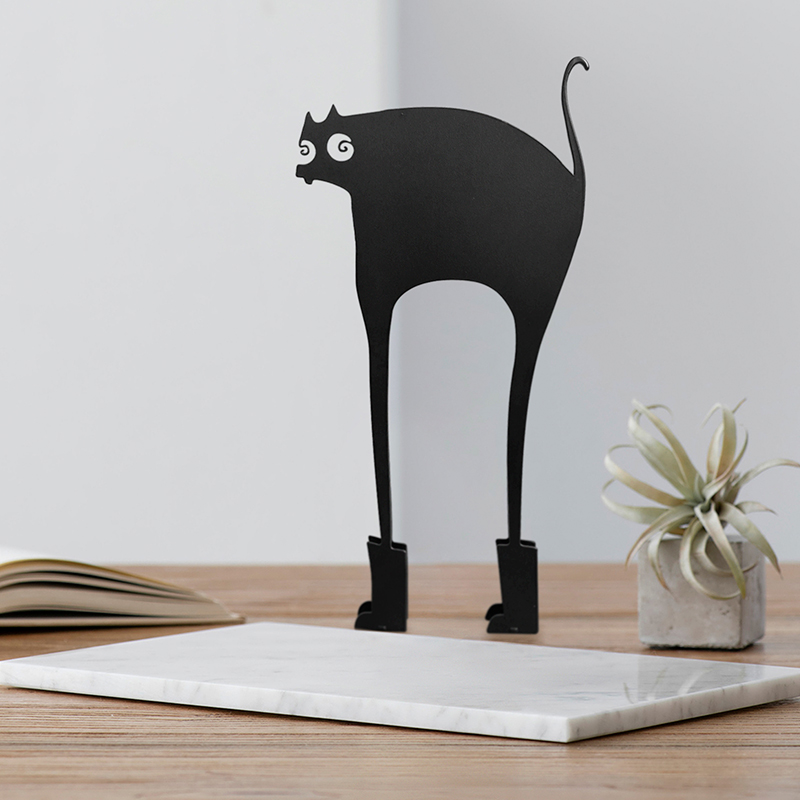 直销简约猫咪桌面摆件铁艺3D卡通礼品创意居家办公桌面装饰金属工
