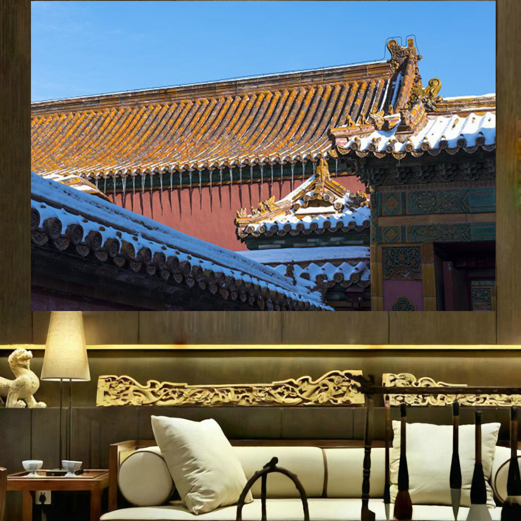 50385故宫中国红故宫中国红中式国潮北京红城墙风景摄影装饰画