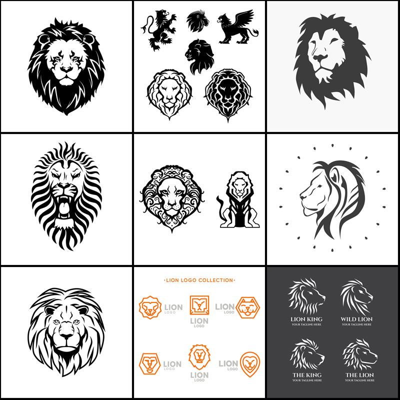 狮子动物lion王者king图标LOGO商标店标微商标志VI设计源文件素材