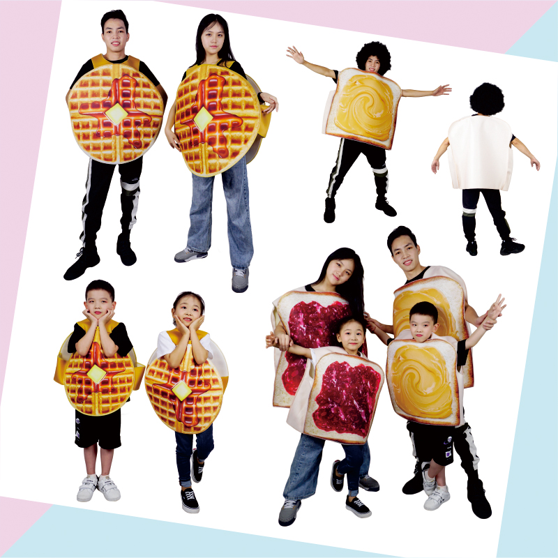 六一儿童节创意搞笑cosplay食物派对小孩大人华夫饼面包片人偶服