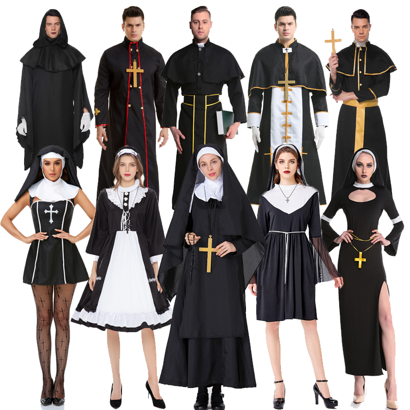 万圣节装扮服装鬼节成人服饰Cosplay表演服修女服装舞台剧传教士