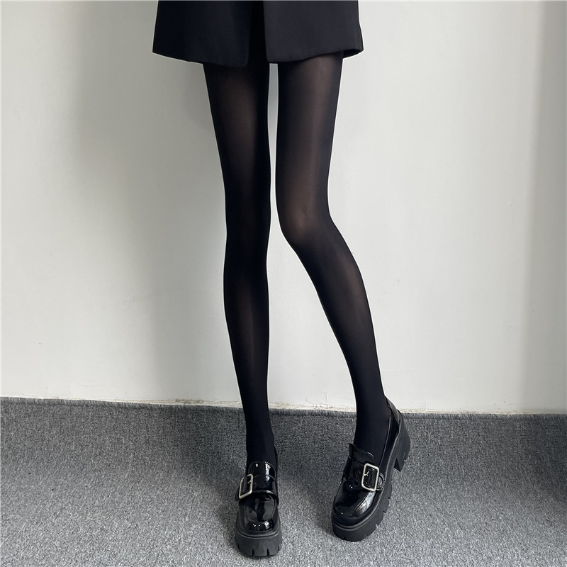 日系COSPLAY女装大佬黑色钢丝袜薄款防滑防勾丝水光面少女连裤袜