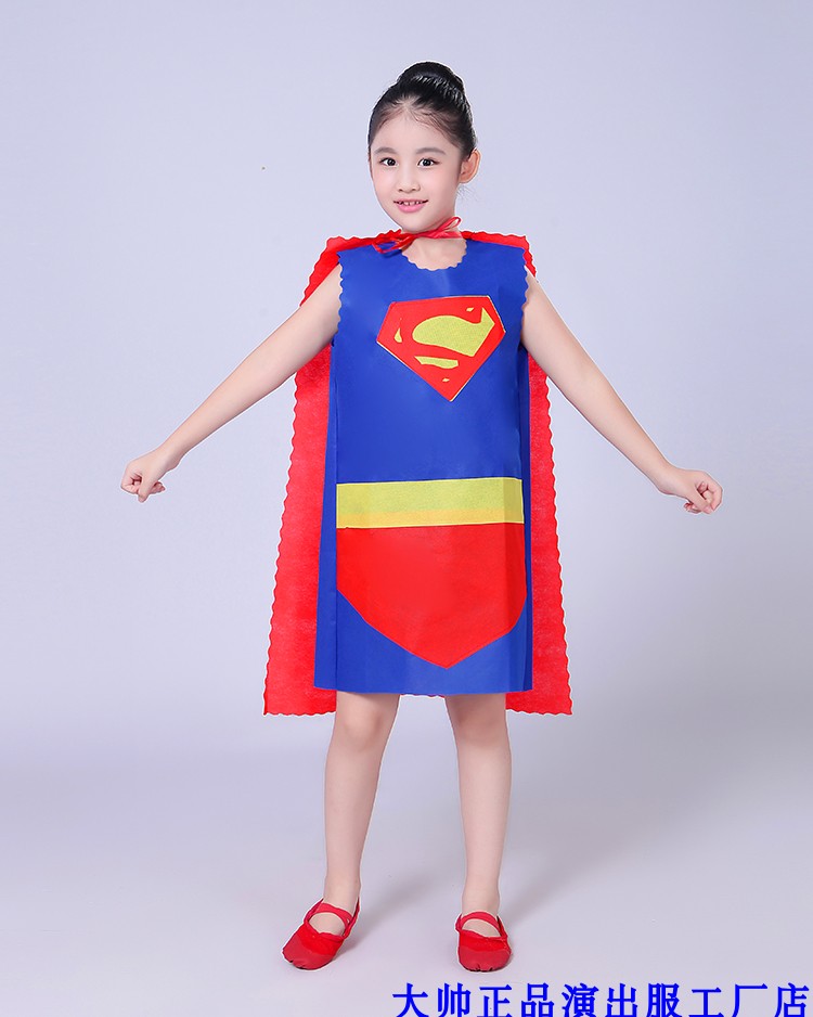 新款万圣节服装亲子节目表演cosplay服装儿童超人演出服男女披风